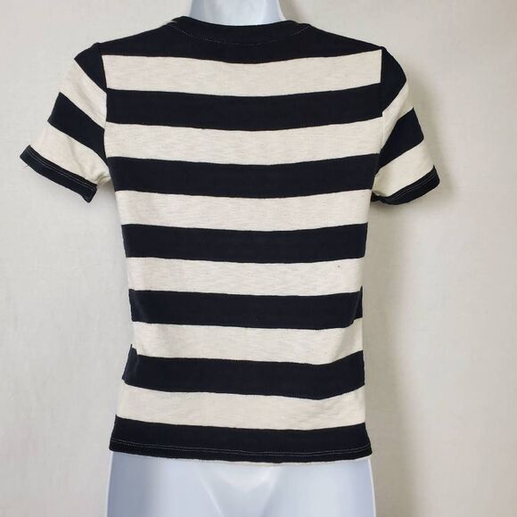 Marled Essentials Black White Striped Tee XS - Picture 3 of 6